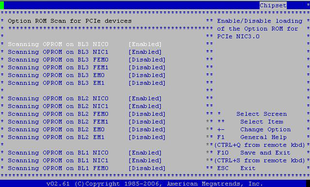 image:Imagen de la pantalla de examen de ROM de opción para dispositivos PCIe