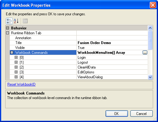 Workbook Properties for Runtime Ribbon tab