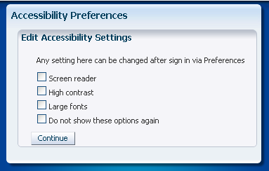 Accessibility options after sign-in