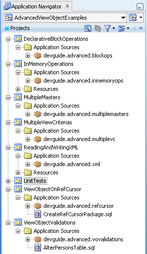 AdvancedViewObjectExamples project folders
