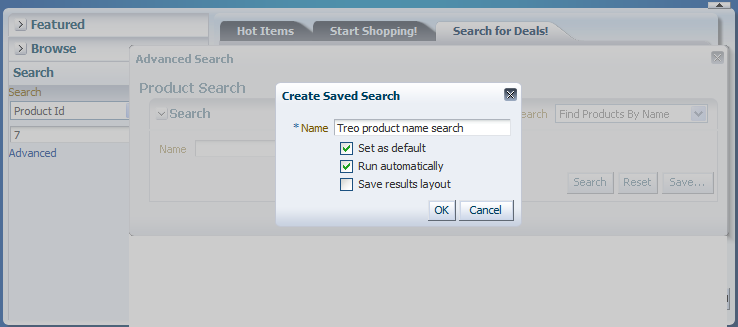 FOD saved searches dialog