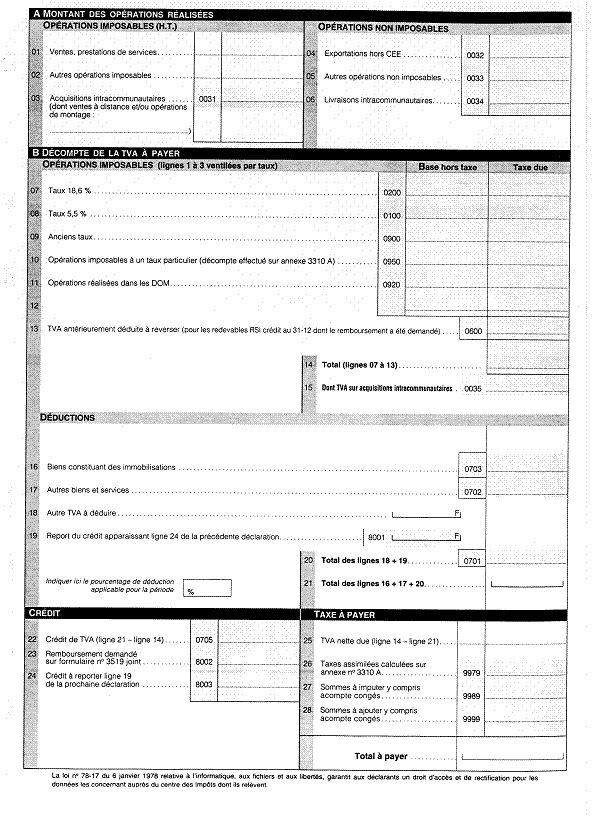 Value Added Tax VAT Return Form