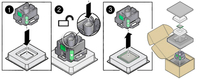 image:An illustration showing how to pack a processor and the removal/insertion tool.