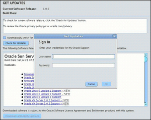image:This figure shows the My Oracle Support login screen in Oracle System Assistant.