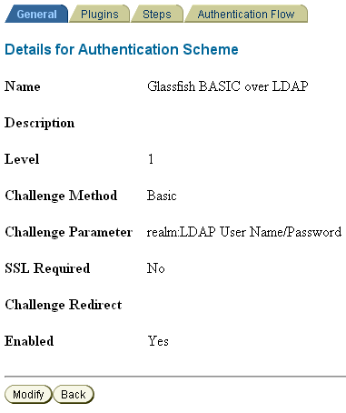 BASIC authentication scheme general settings tab