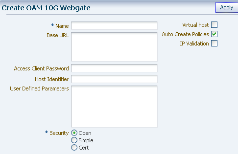 Create OAM 10G Webgate