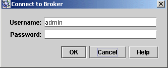 Screenshot of admin console Connect to Broker window