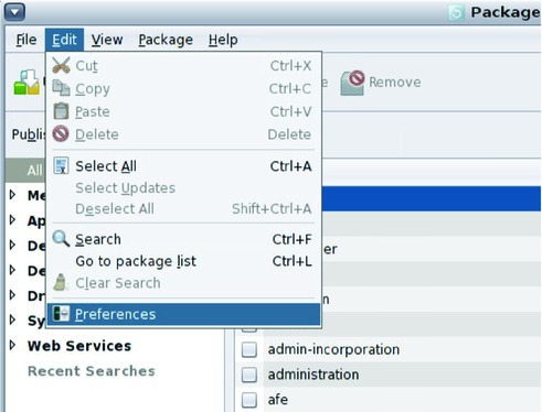 image:Package Manager: Preferences (Preferencias)