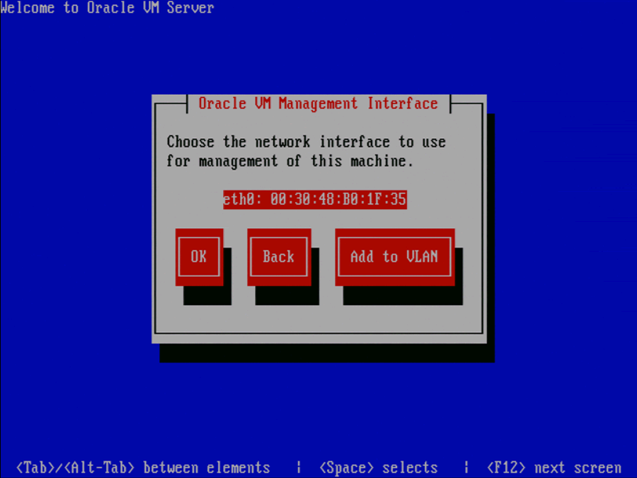 This figure shows the Oracle VM Management Interface screen.