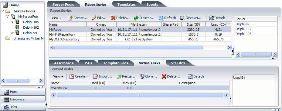 This figure shows the Home view with the the Repositories tab displayed.