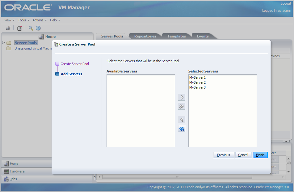 This figure shows the Add Servers dialog box.