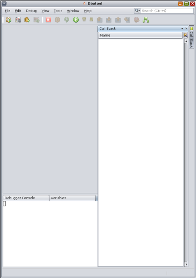 image:"Call Stack"（调用堆栈）窗口处于最大化状态的半屏幕 dbxtool 窗口