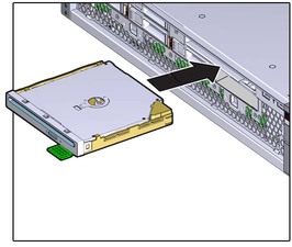 image:The illustration shows installing the DVD drive.