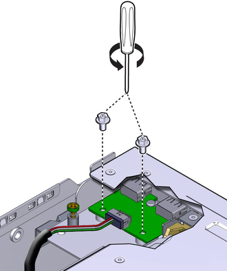 image:The illustration shows removing the USB board screws.