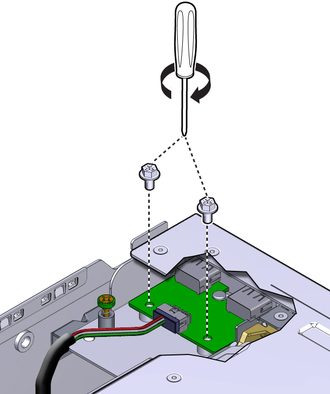 image:The illustration shows installing the USB board screws.