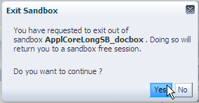 Sandbox exit dialog