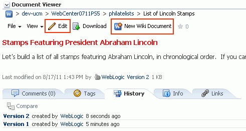 Document Viewer Task Flow for Wiki Document