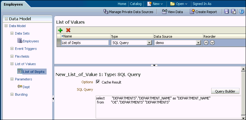 SQL Query type list of values