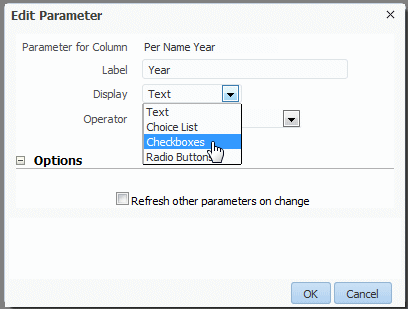 Setting parameter display option
