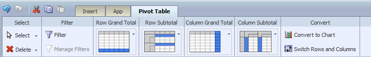 Pivot table toolbar