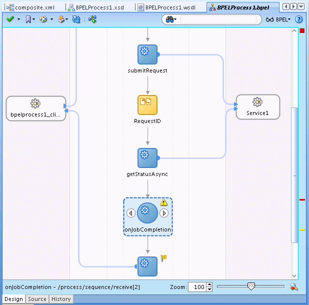 Adding a Receive activity to the BPEL process