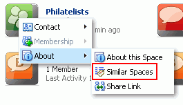 Space Actions Menu: Similar Spaces (for non-moderator role)