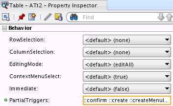 Delete Confirmation PartialTriggers in Property Inspector