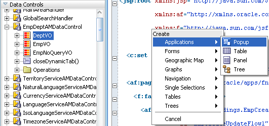 Dragging a Data Control to the JSF Page