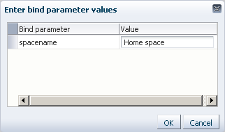Enter bind parameter values Dialog