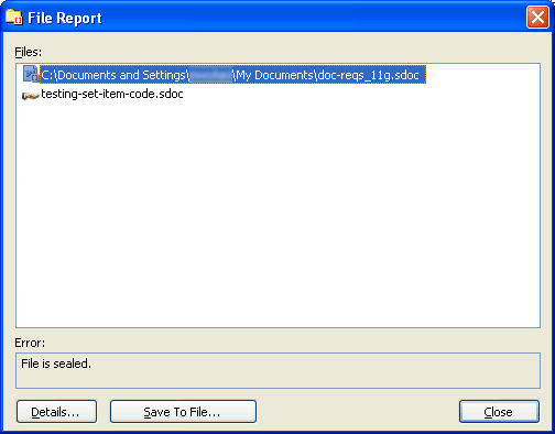 File Report dialog