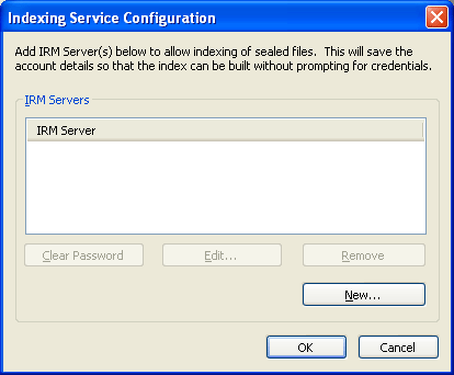 Indexing Service Configuration dialog