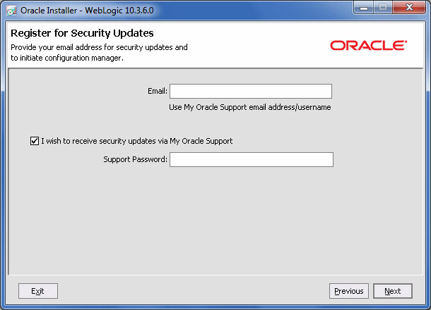 Register for Security Updates screen
