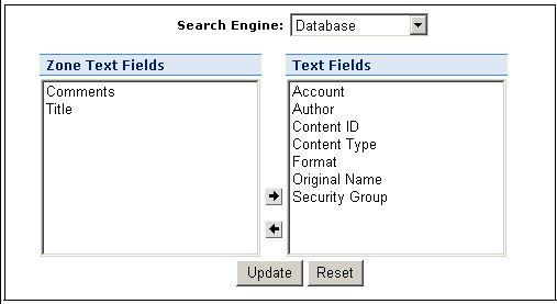 Zone Fields Configuration window