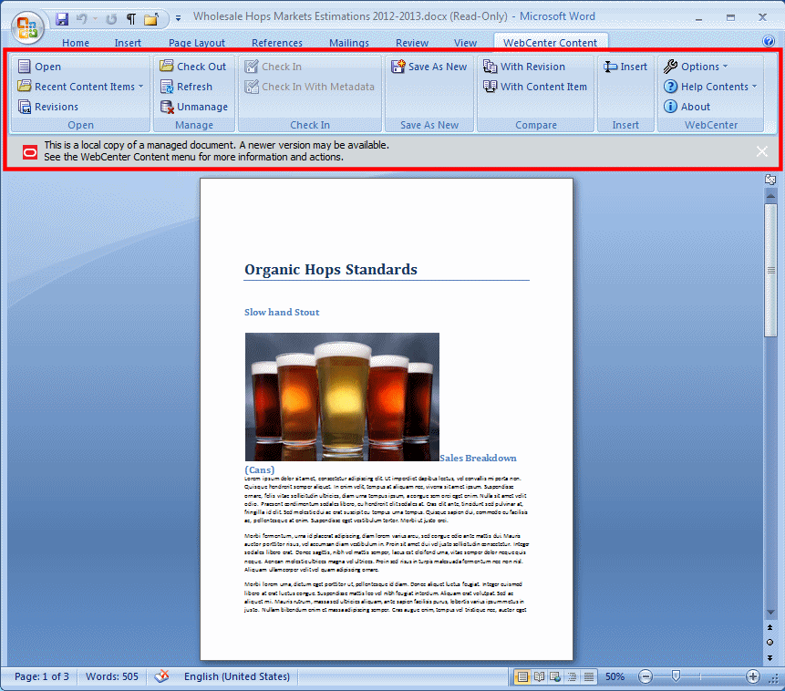 Desktop integration into Microsoft Word