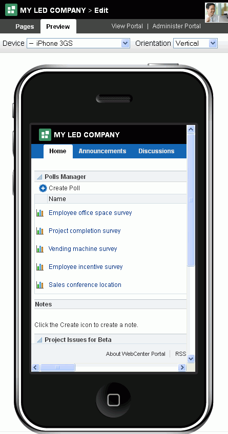 Previewing Page on Device