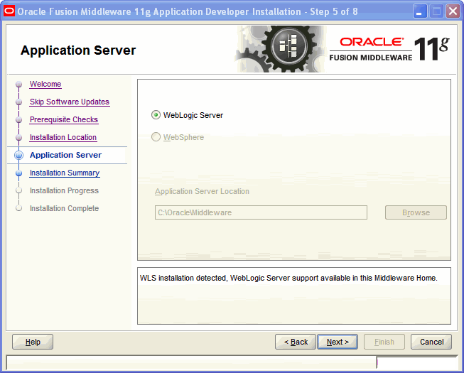 Application Server screen
