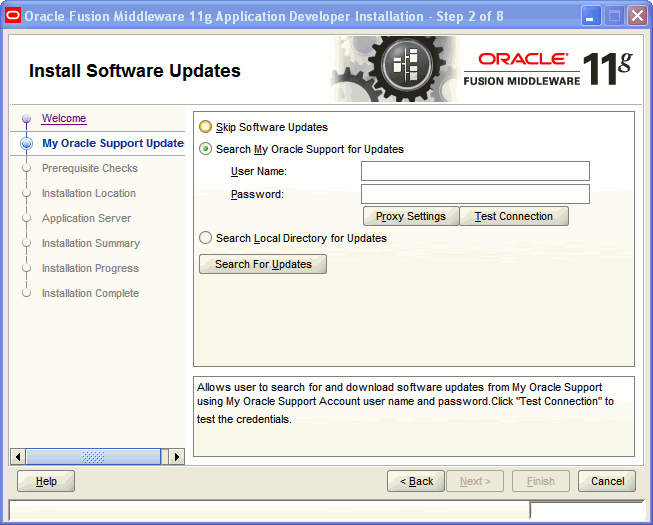 Install Software Updates screen
