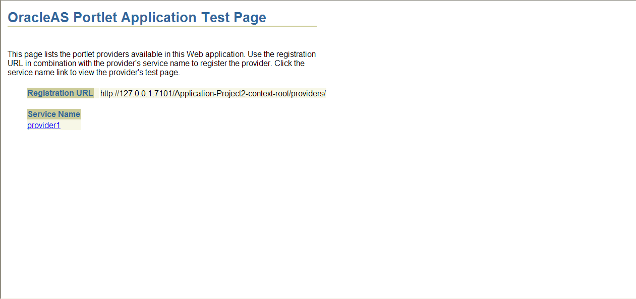 Shows portlet application test page.