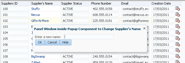 Popup Component Invoked by a Server-Side Method