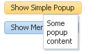 popup component displaying content inline
