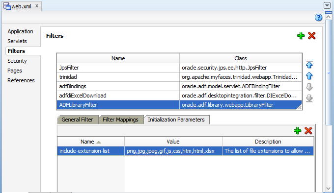 ADFLibraryFilter Using include-extension-list Parameter
