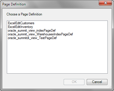 Dialog box to select page definition file.