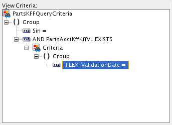 Bottom node selected in view criteria tree