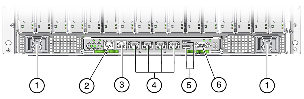 image:Figure showing the rear panel components on the server.