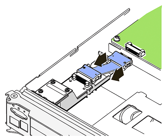 image:Graphic showing how to remove the retaining screw for the front I/O assembly.