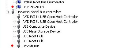 Capture d'écran du Gestionnaire de périphériques Windows montrant que les pilotes du périphérique de redirection USB sont correctement configurés.