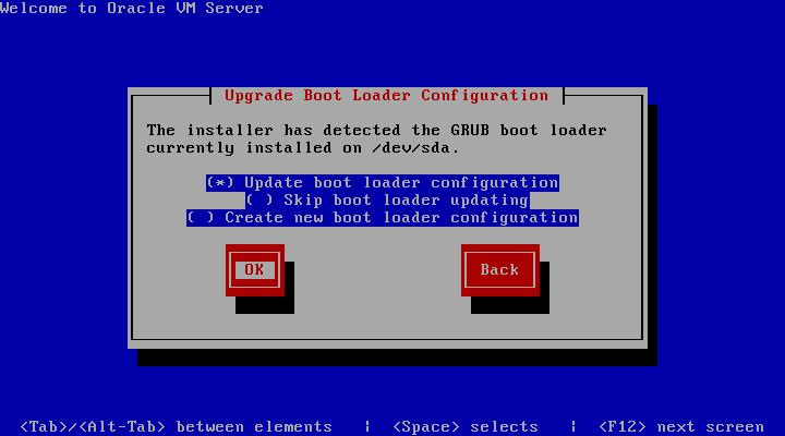This figure shows the Upgrade Boot Loader Configuration screen.