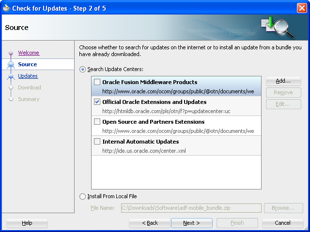Check for updates dialog