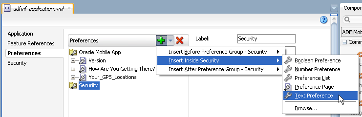 Select Insert Text Preference.
