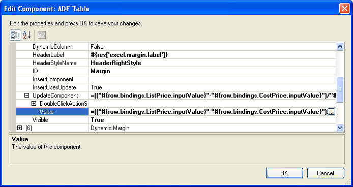 Dialog showing a EL expression for calculation
